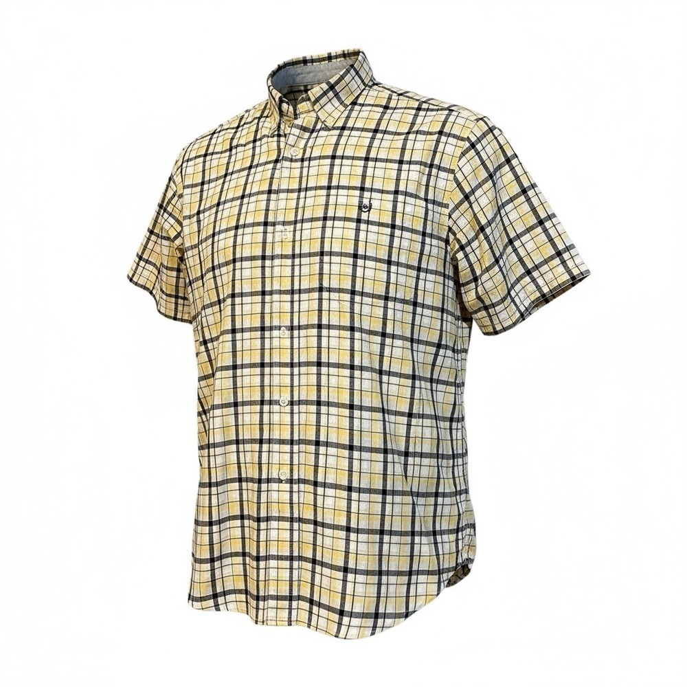 CHAPS RALPH LAUREN XXL Yelliw Navy Plaid Woven Camp Shirt Button Down R $55 - Picture 5 of 12